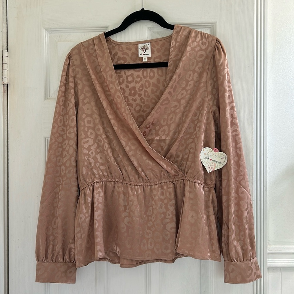 Self Esteem Mauve Leopard Print Blouse